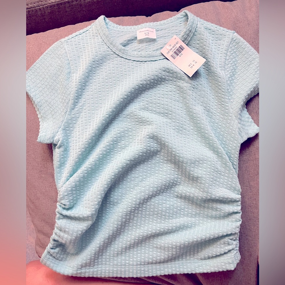 NWT Abercrombie Kids Girls Side Ruched Slash Tee